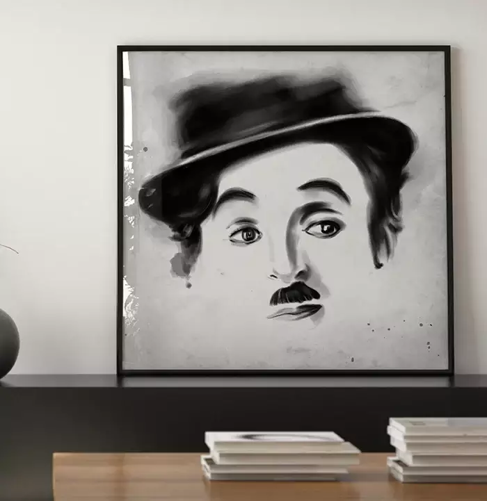 Quadro Decorativo Desenho Charles Chaplin com Textura