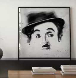 Quadro Decorativo Desenho Charles Chaplin com Textura