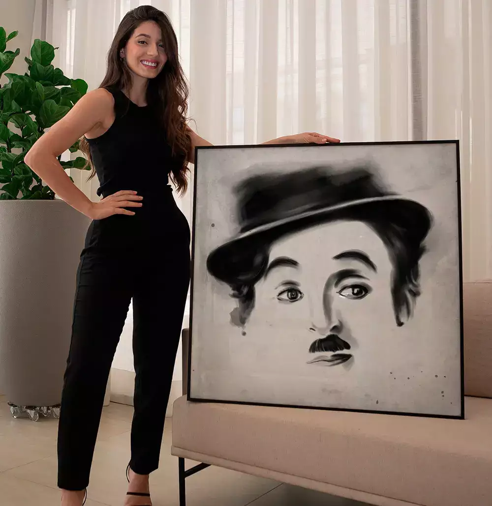 Quadro Decorativo Desenho Charles Chaplin com Textura