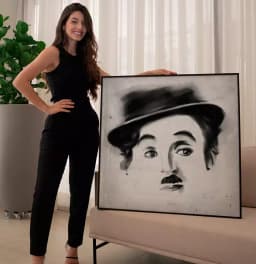 Quadro Decorativo Desenho Charles Chaplin com Textura
