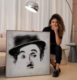 Quadro Decorativo Desenho Charles Chaplin com Textura