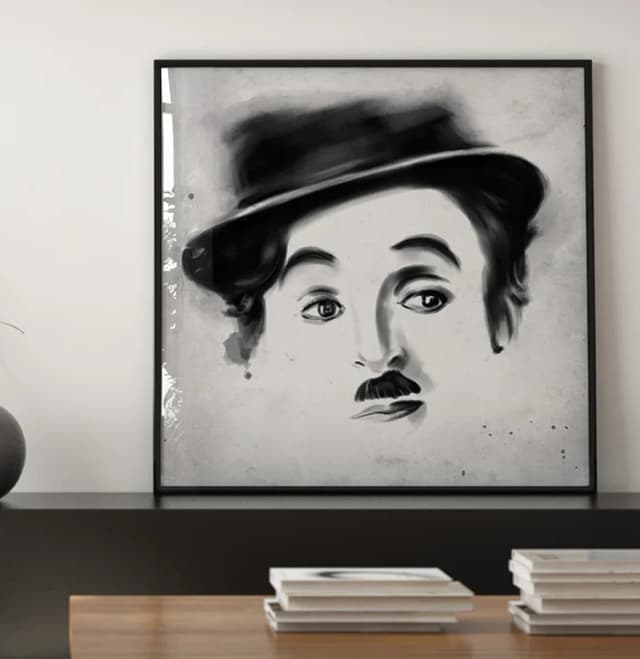 Quadro Decorativo Desenho Charles Chaplin com Textura
