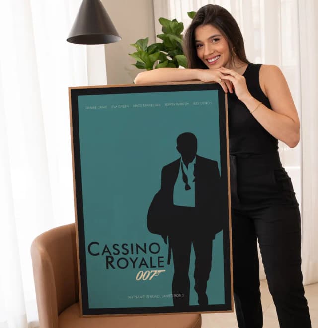 Quadro Decorativo Cartaz Minimalista do Filme 007 Cassino Royale