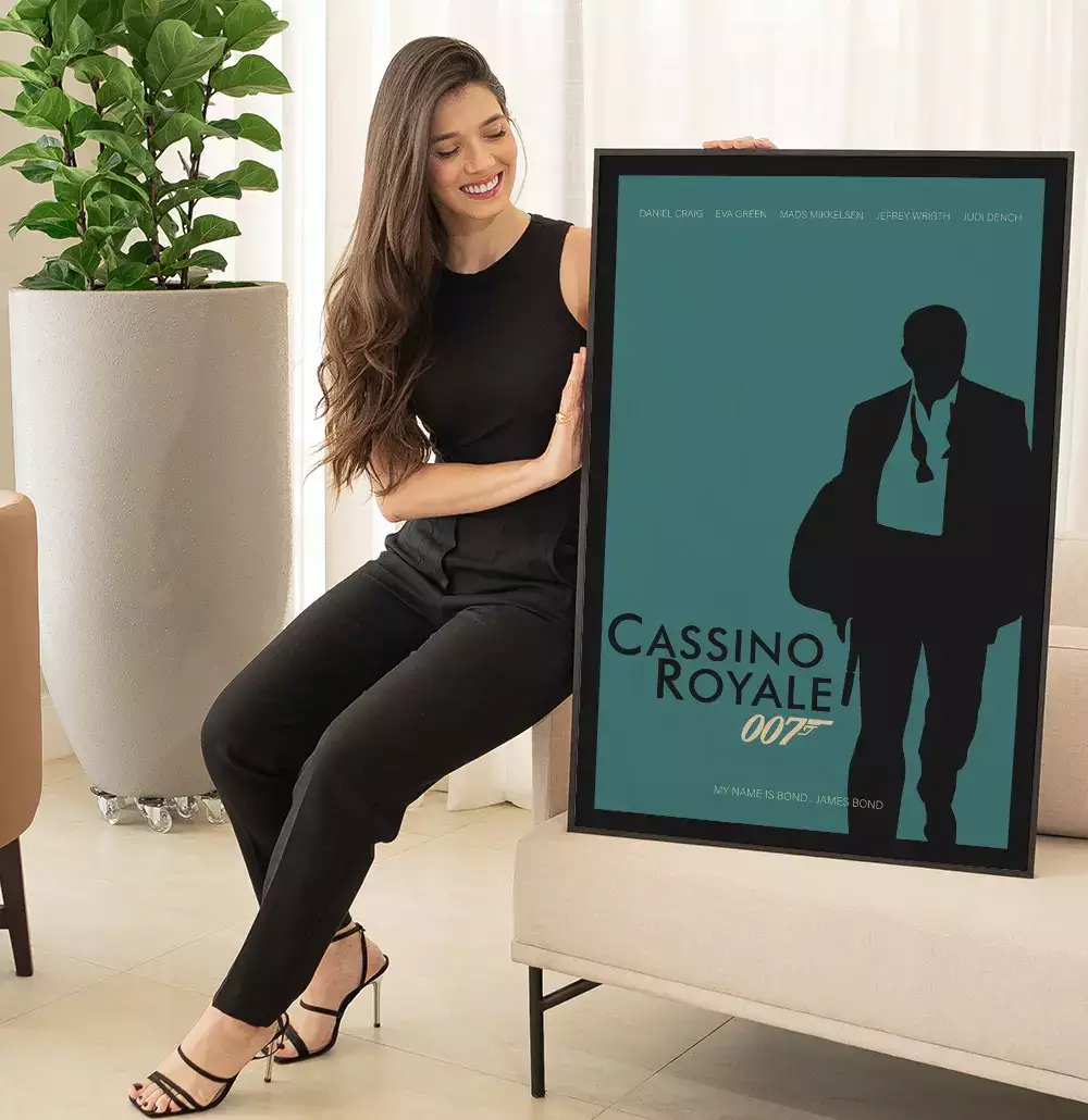 Quadro Decorativo Cartaz Minimalista do Filme 007 Cassino Royale