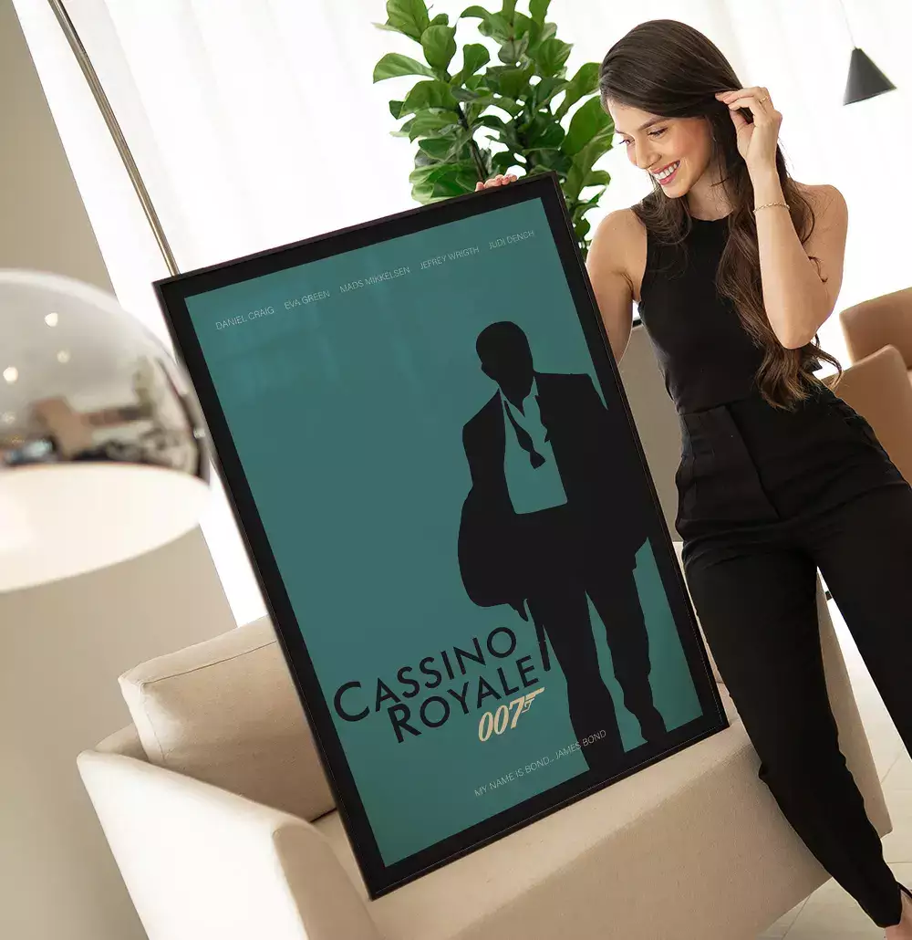 Quadro Decorativo Cartaz Minimalista do Filme 007 Cassino Royale